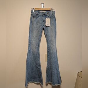 Pistola Festival Flare Jeans Women’s 27 Light Wash Raw Hem Stretch